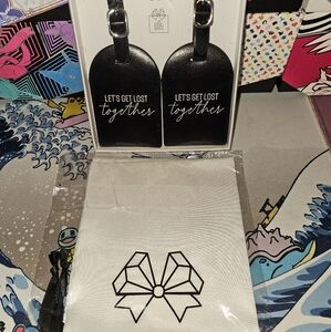 Couples Luggage Tag Set + Satin Shoe Bag - NWT